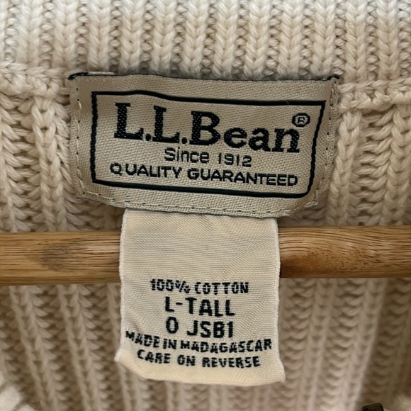 VTG LL Bean Men's Size Large Tall Full Zip Ribbed Sweater Cozy Cabin 90s - Picture 5 of 11